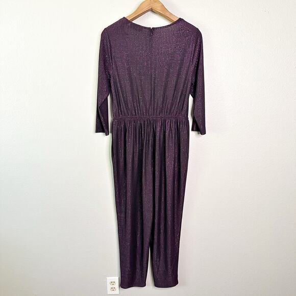 Lane Bryant Purple Metallic Sweetheart Neckline Jumpsuit women’s plus Size 16 - Picture 6 of 12